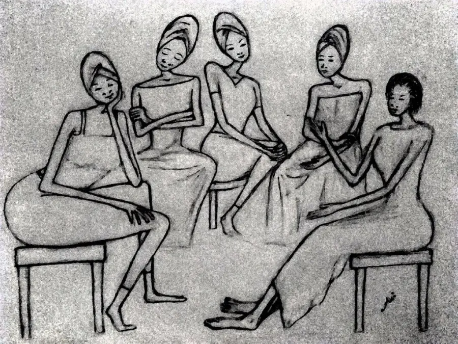 Illustrated sketch of a couple sharing a quiet moment together